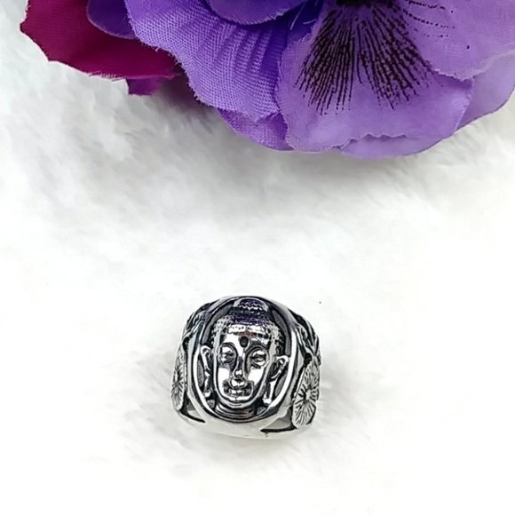 Buddha Ring Stainless Steel Hypoallergenic Unisex Ring - Picture 12 of 14